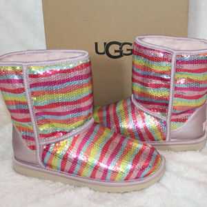 UGG SPARKLE SEQUIN RAINBOW‎ BOOTS 7  8 RARE!